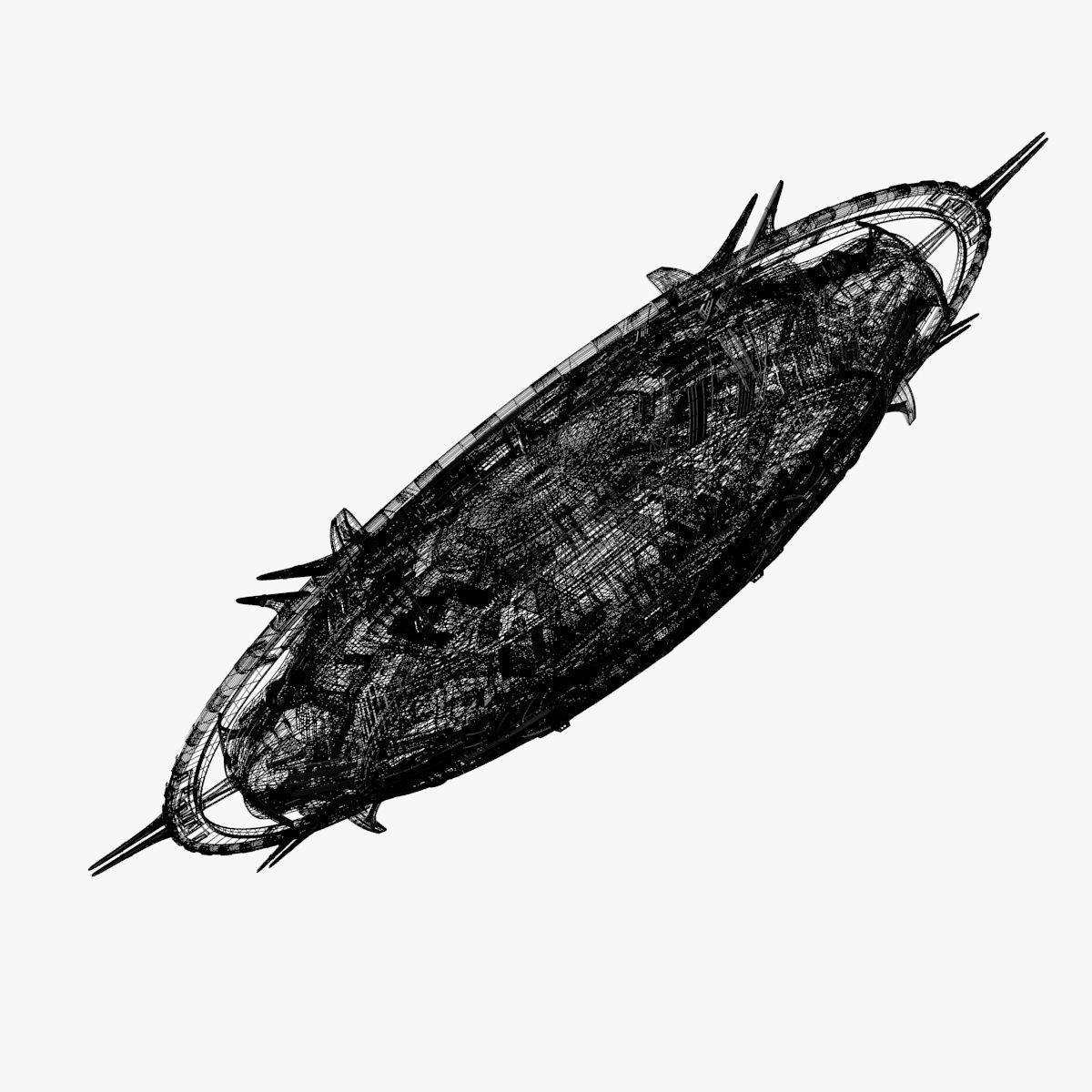 starbase spaceship with spikes 3D model_3