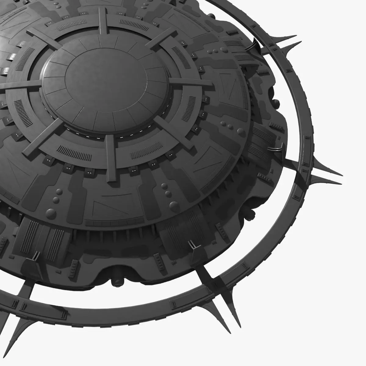 starbase spaceship with spikes 3D model_0