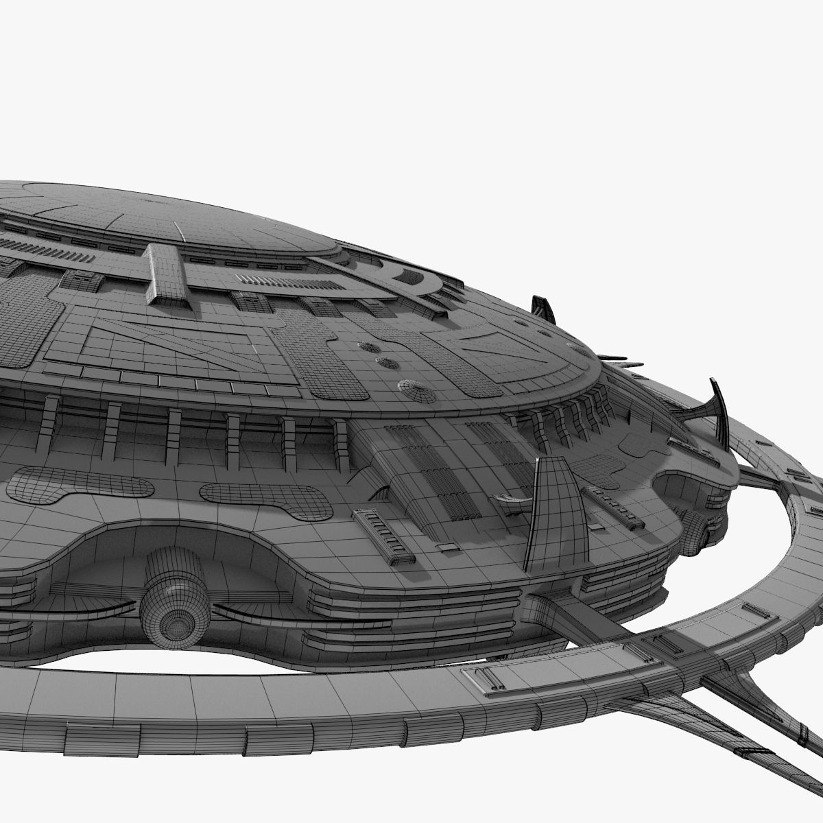 starbase spaceship with spikes 3D model_7