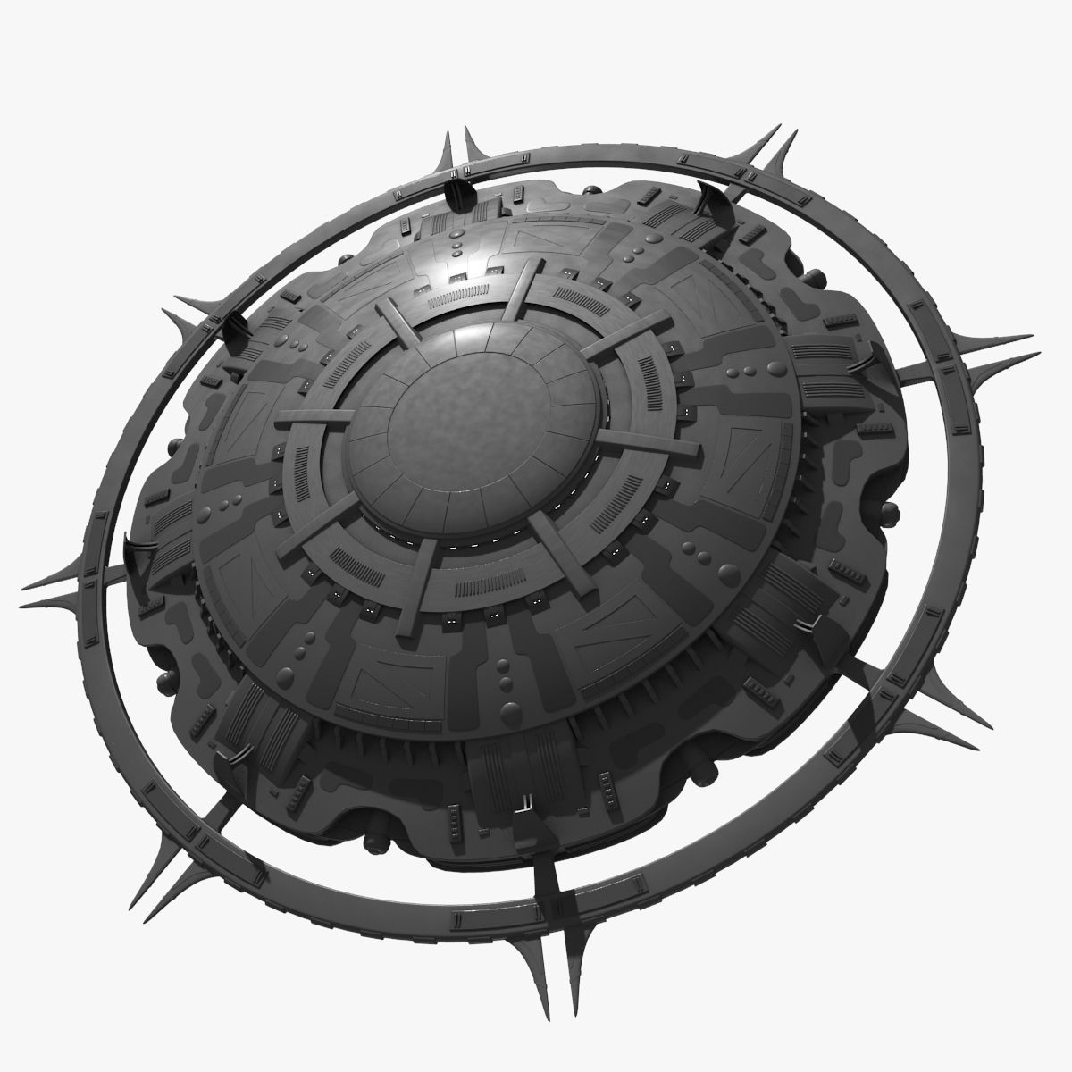 starbase spaceship with spikes 3D model_12