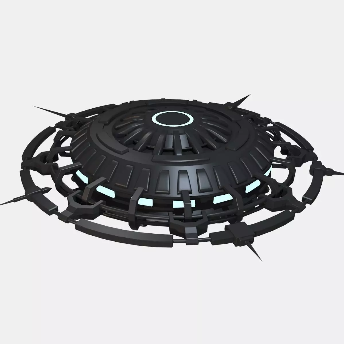 ufoblackandglowblue futuristic spaceship 3D model_0