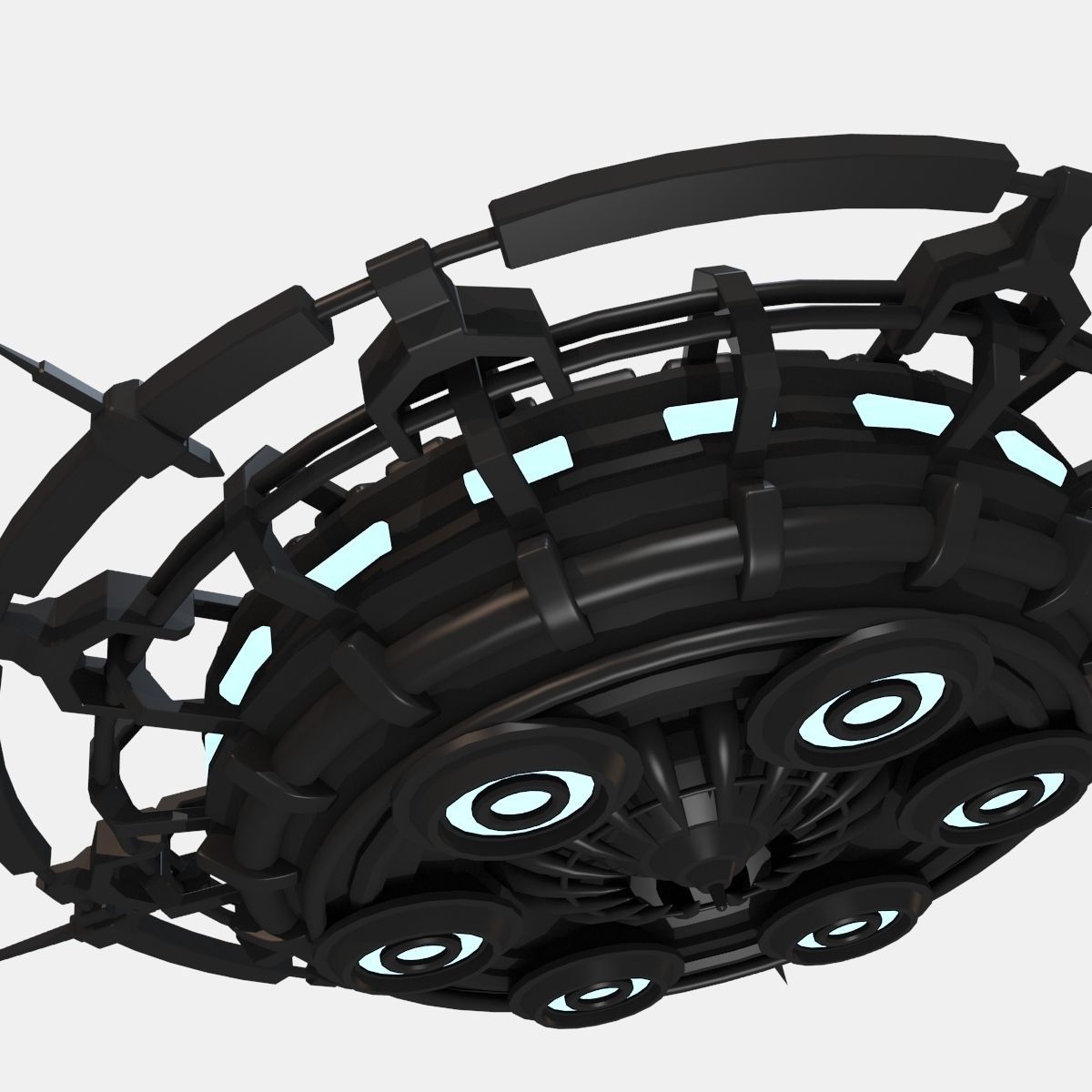 ufoblackandglowblue futuristic spaceship 3D model_1