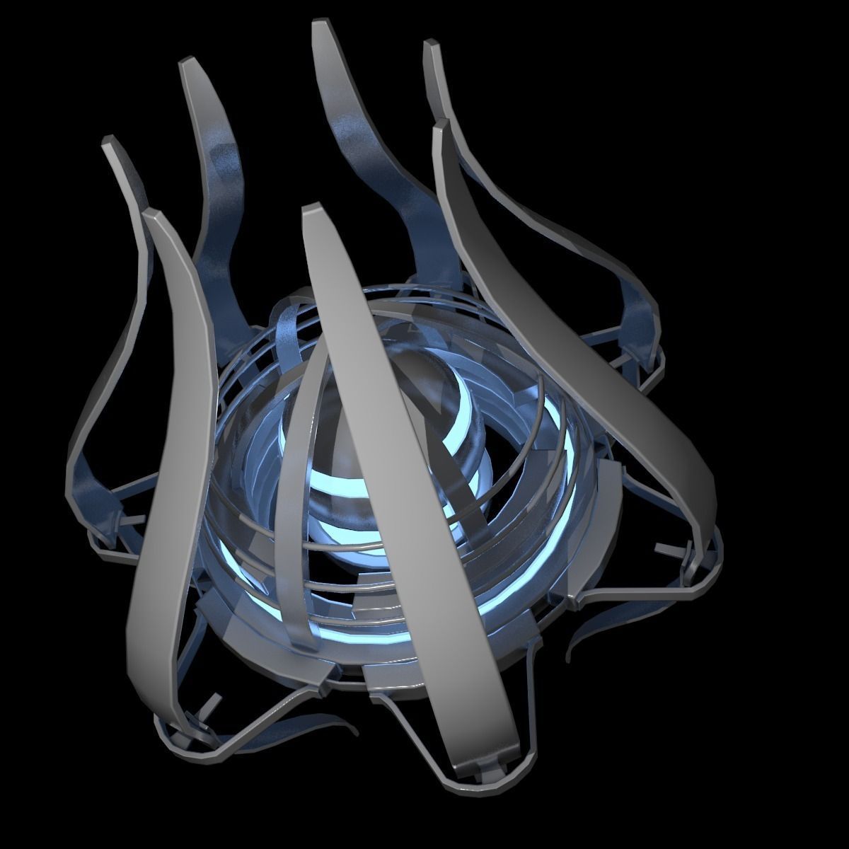 device2 futuristic spaceship with lights 3D model_7