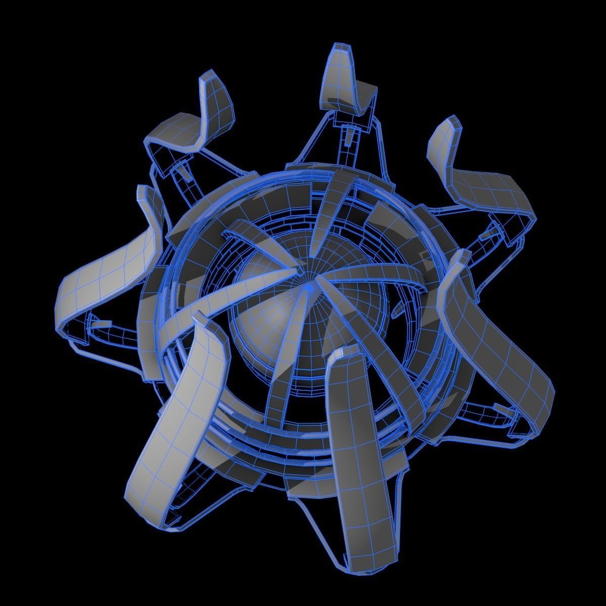 device2 futuristic spaceship with lights 3D model_2