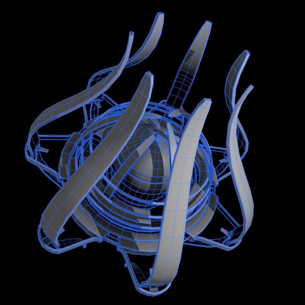 device2 futuristic spaceship with lights 3D model_8