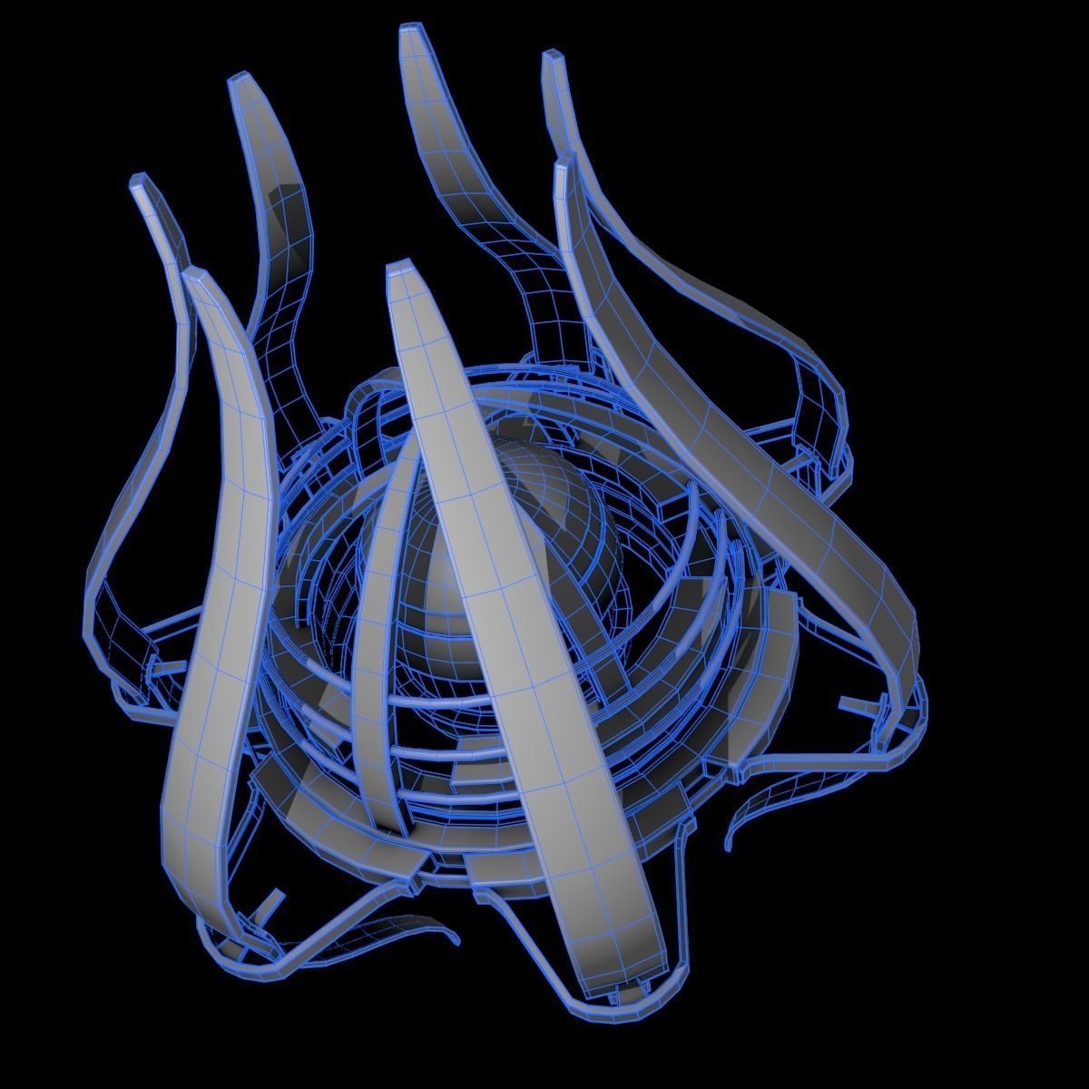 device2 futuristic spaceship with lights 3D model_9