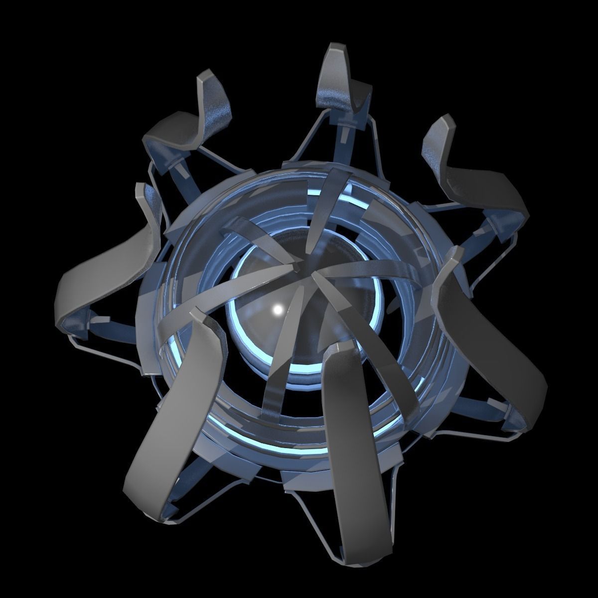 device2 futuristic spaceship with lights 3D model_1