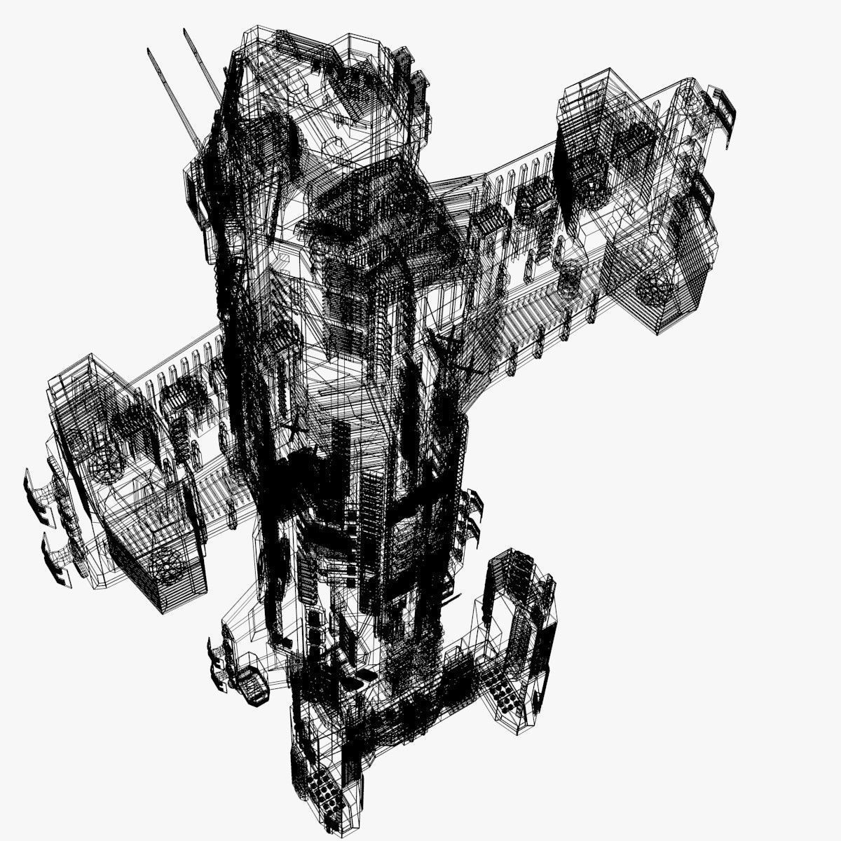 bigspaceship spaceship flying in air 3D model_12