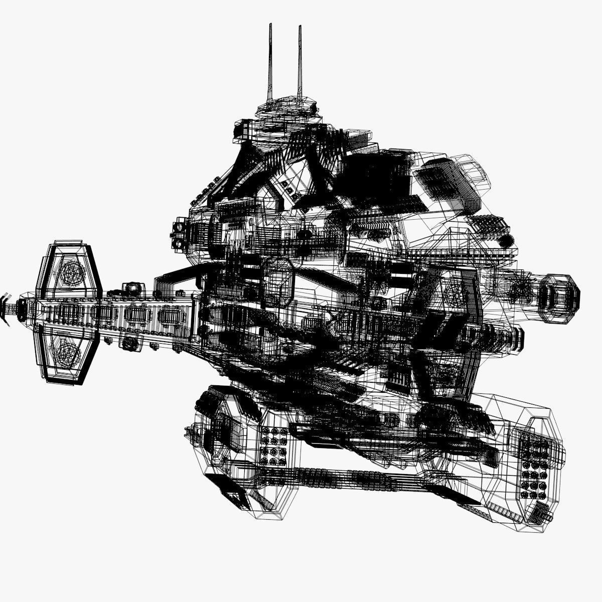 bigspaceship spaceship flying in air 3D model_3