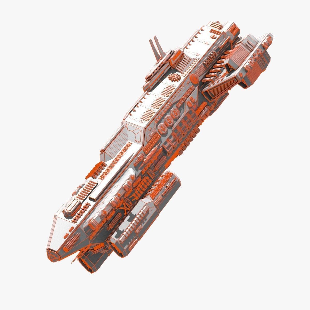 bigspaceship spaceship flying in air 3D model_13