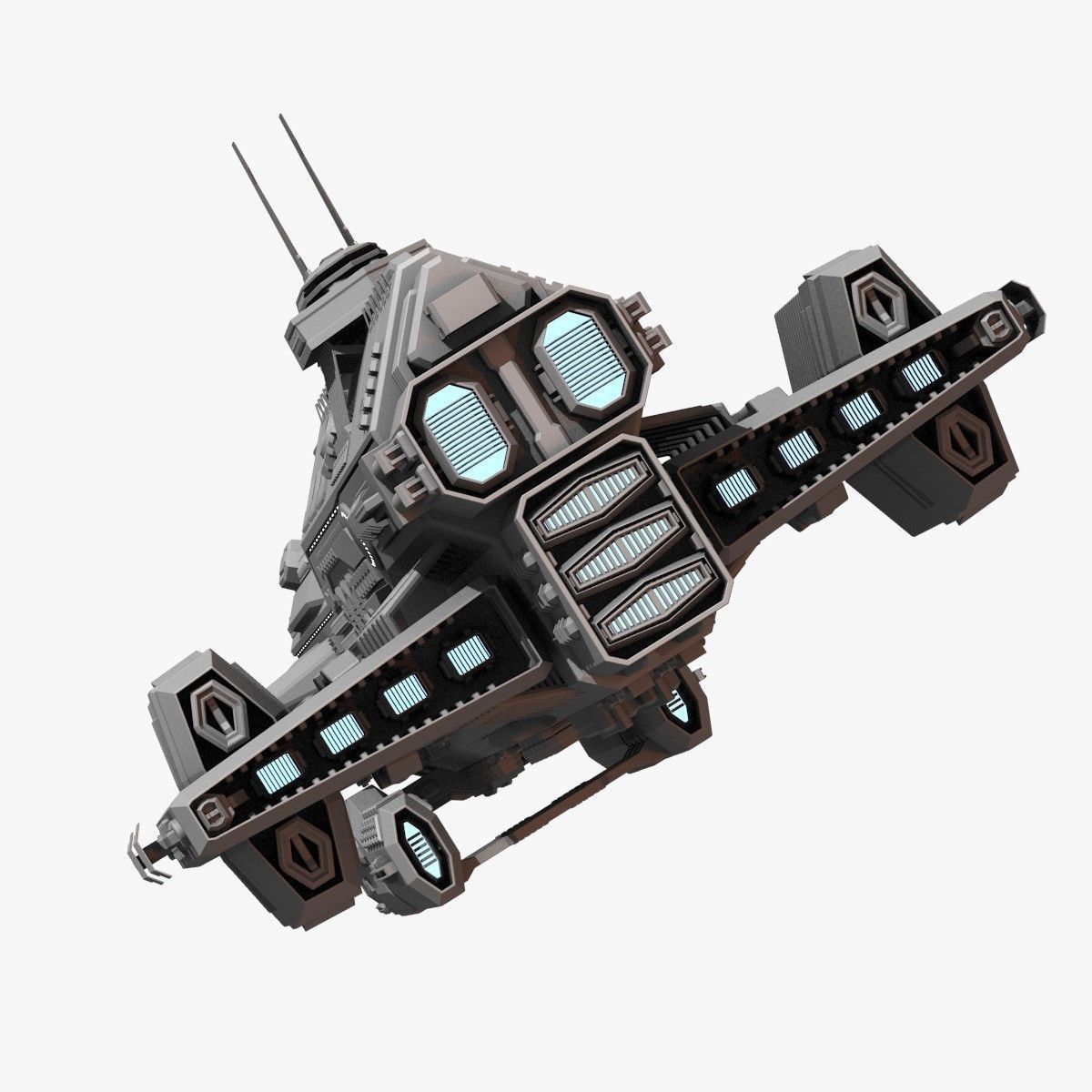 bigspaceship spaceship flying in air 3D model_11