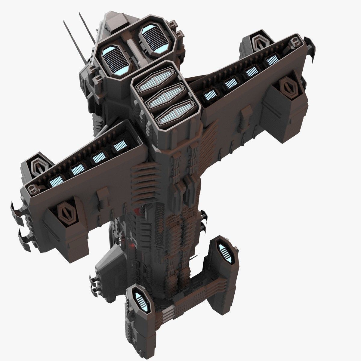 bigspaceship spaceship flying in air 3D model_6