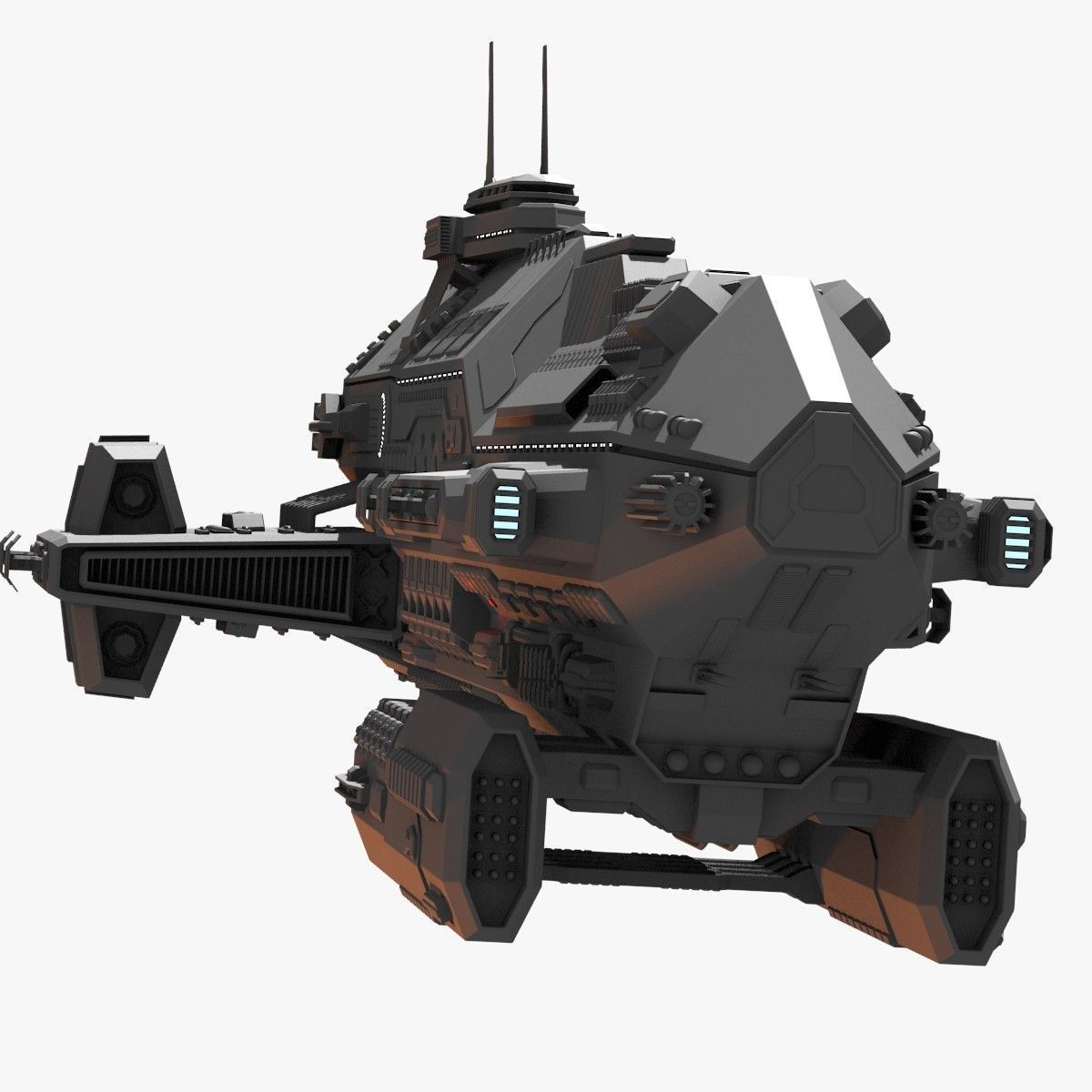 bigspaceship spaceship flying in air 3D model_10
