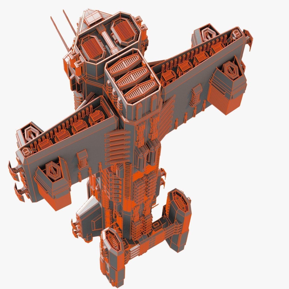 bigspaceship spaceship flying in air 3D model_1