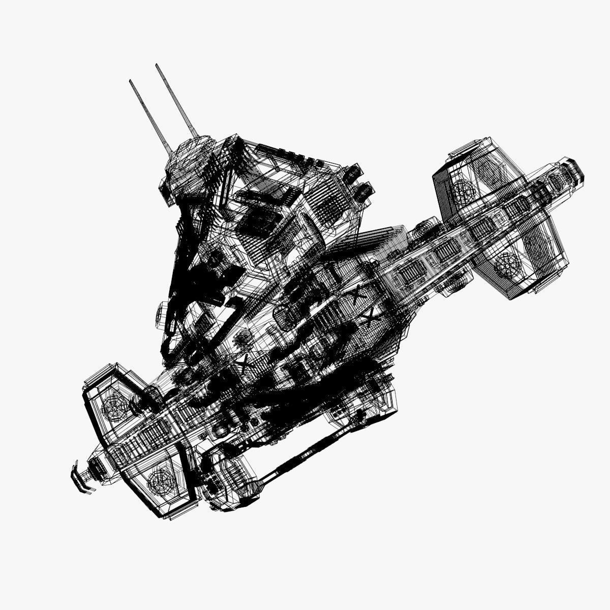 bigspaceship spaceship flying in air 3D model_8