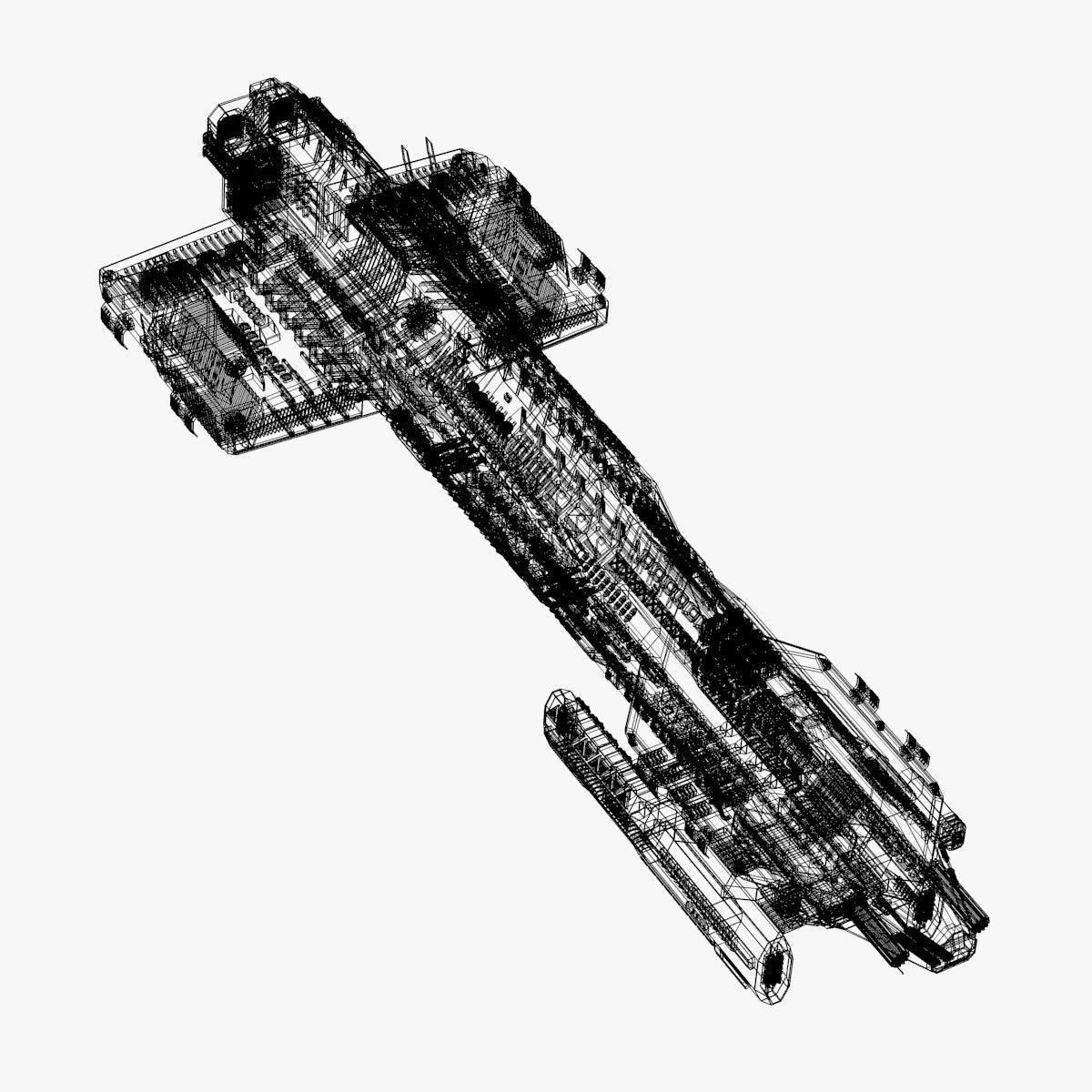 bigspaceship spaceship flying in air 3D model_2