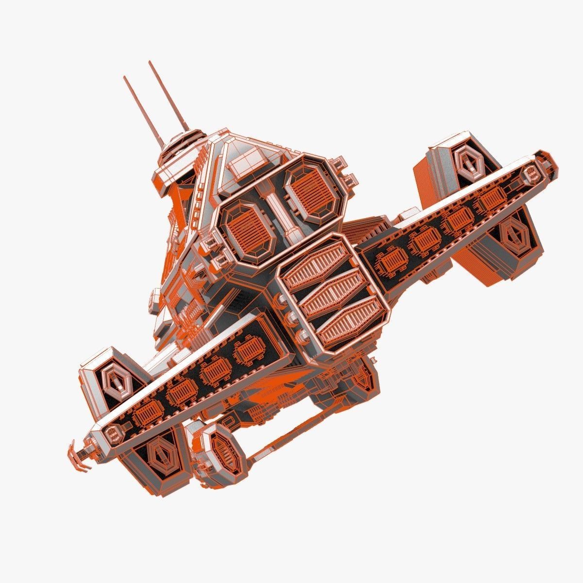 bigspaceship spaceship flying in air 3D model_4