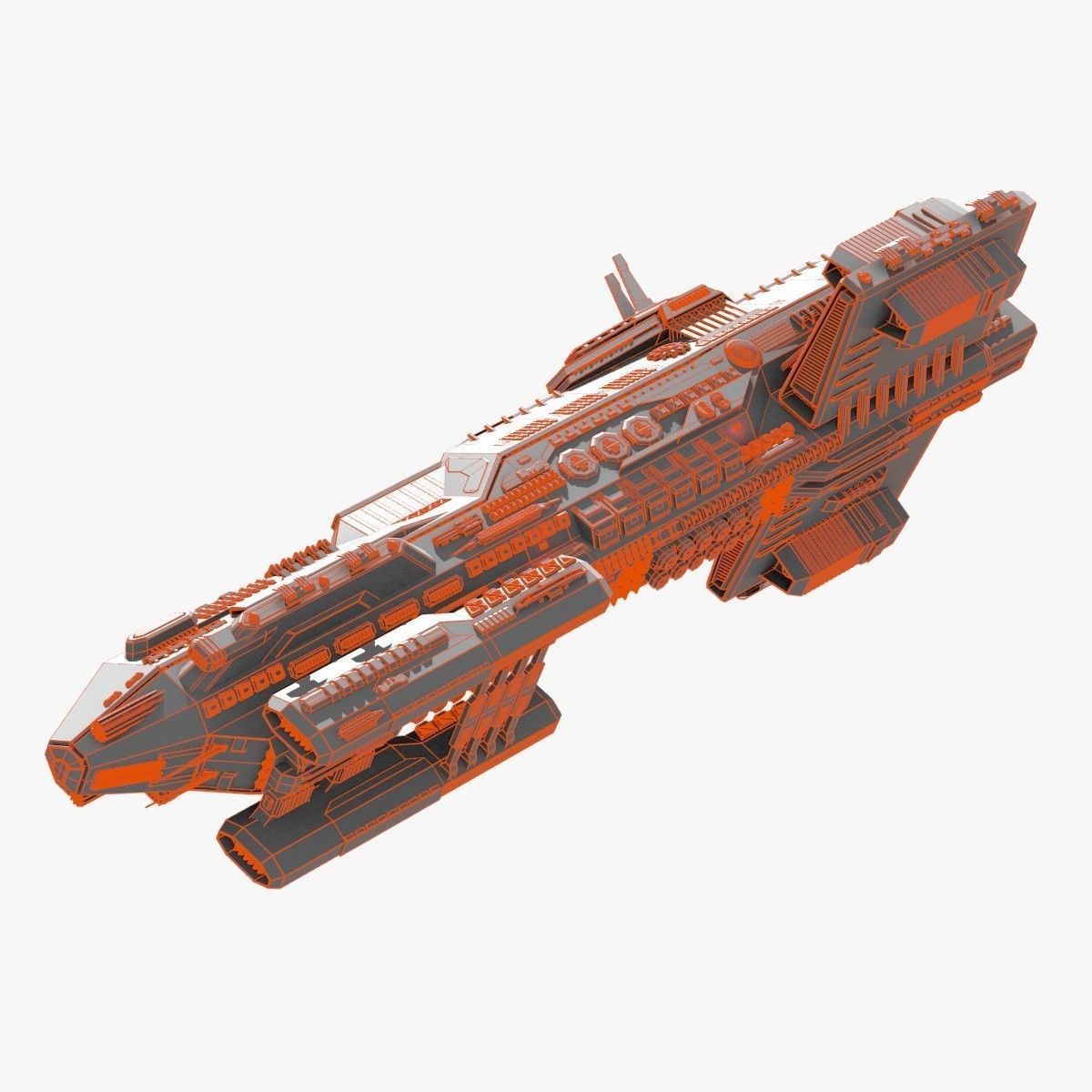 bigspaceship spaceship flying in air 3D model_16