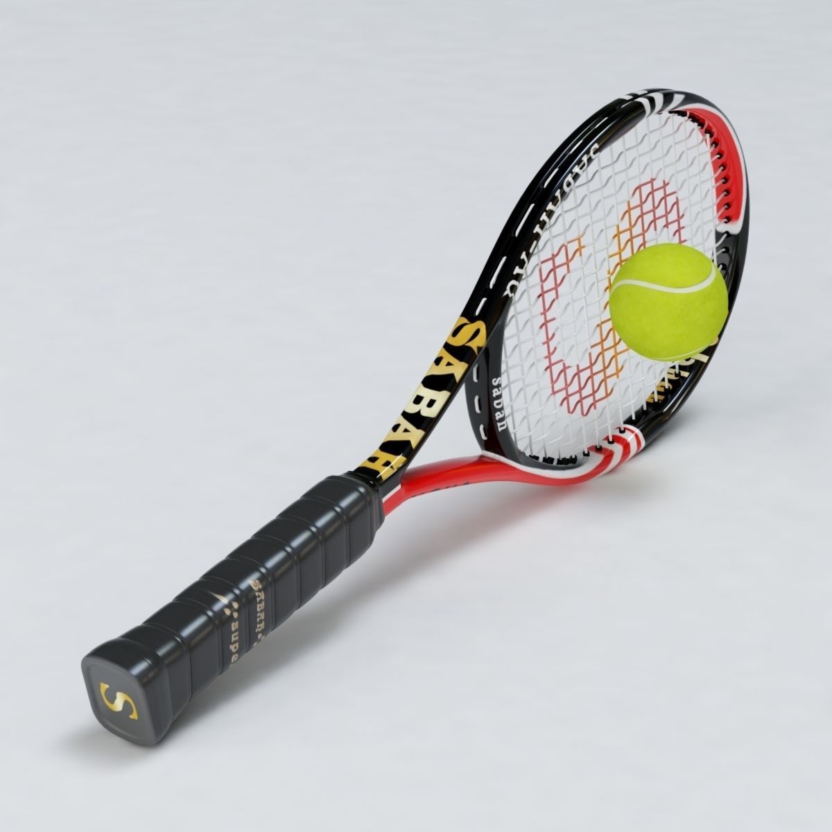Tennis Racket and Ball 03 3D Model .max .obj .3ds .fbx ...