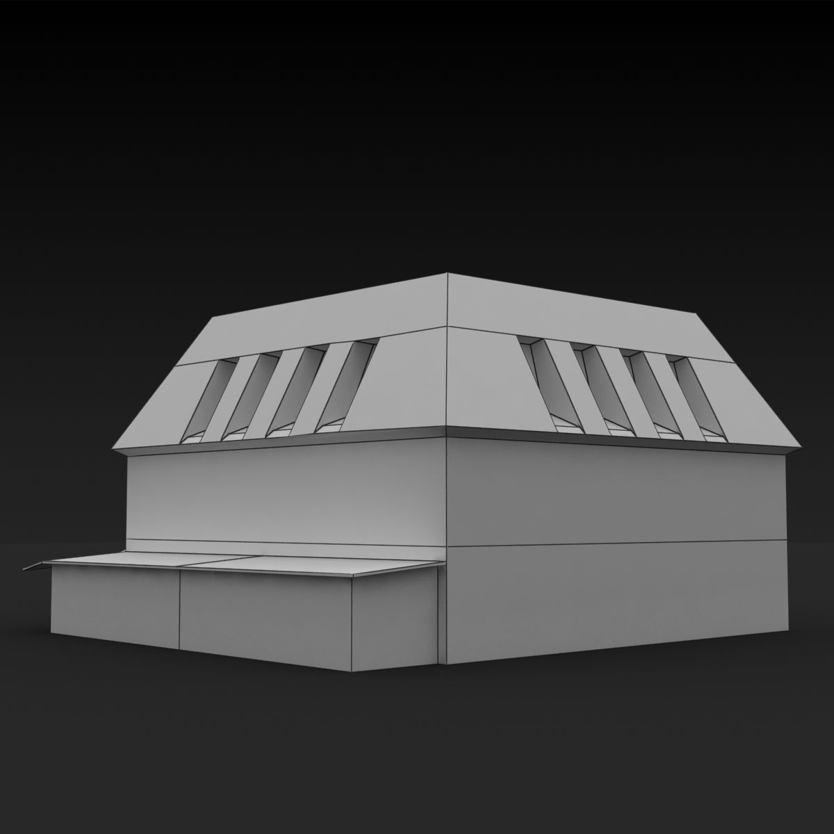 Building Lowpoly house with roof and tiled roof Low-poly 3D model_10