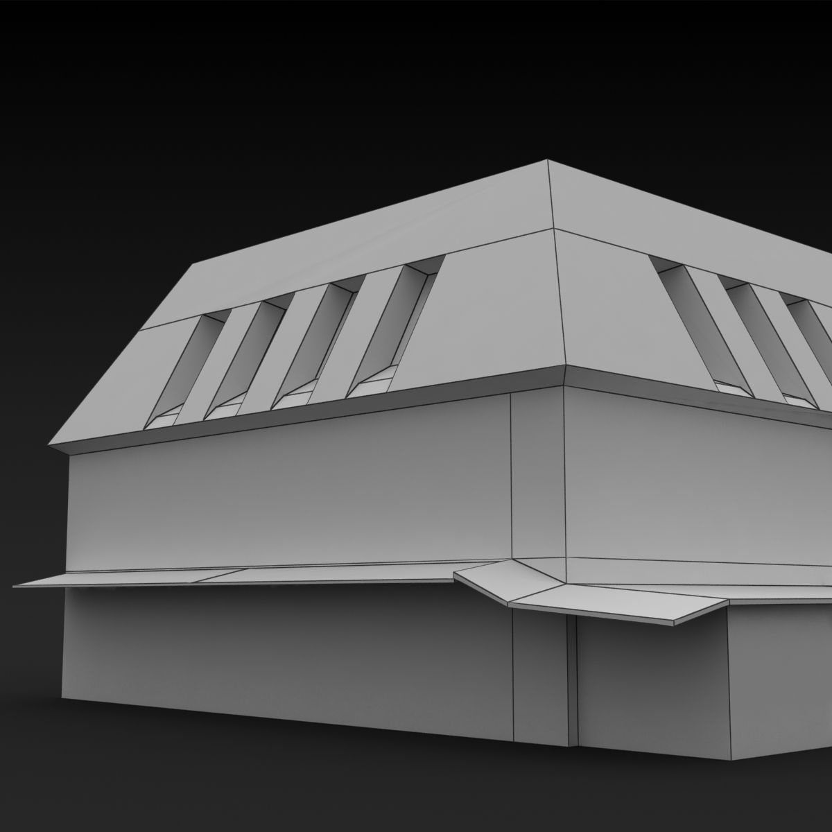 Building Lowpoly house with roof and tiled roof Low-poly 3D model_12