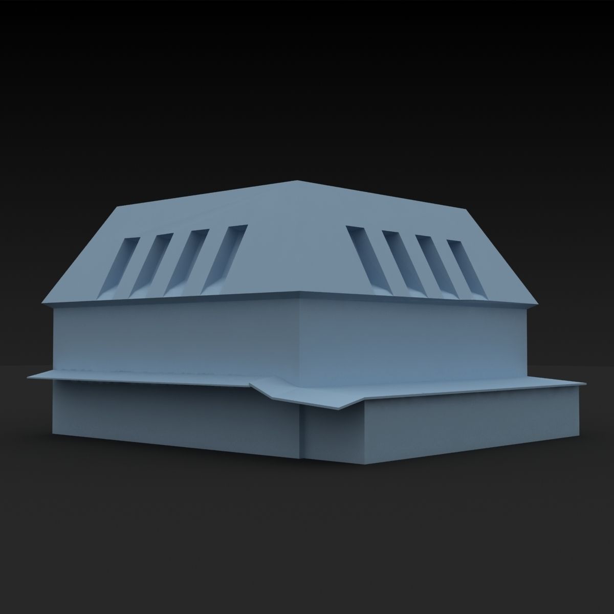 Building Lowpoly house with roof and tiled roof Low-poly 3D model_9