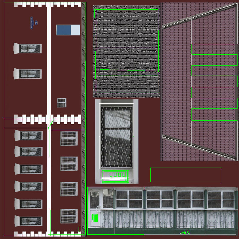 Building Lowpoly house with roof and tiled roof Low-poly 3D model_14