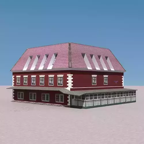 Building Lowpoly house with roof and tiled roof