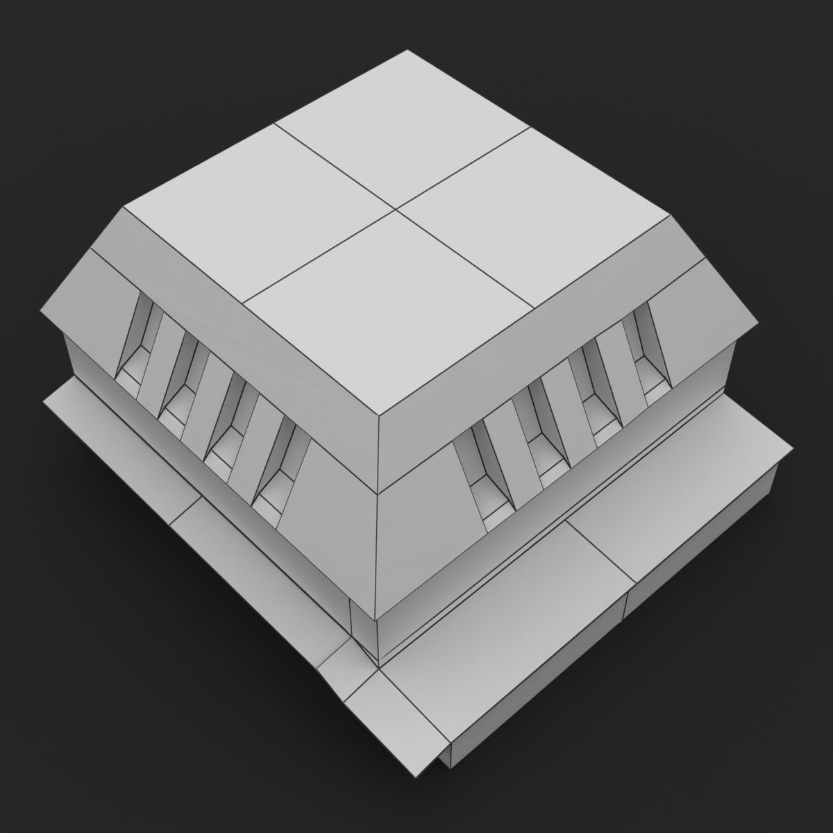 Building Lowpoly house with roof and tiled roof Low-poly 3D model_13