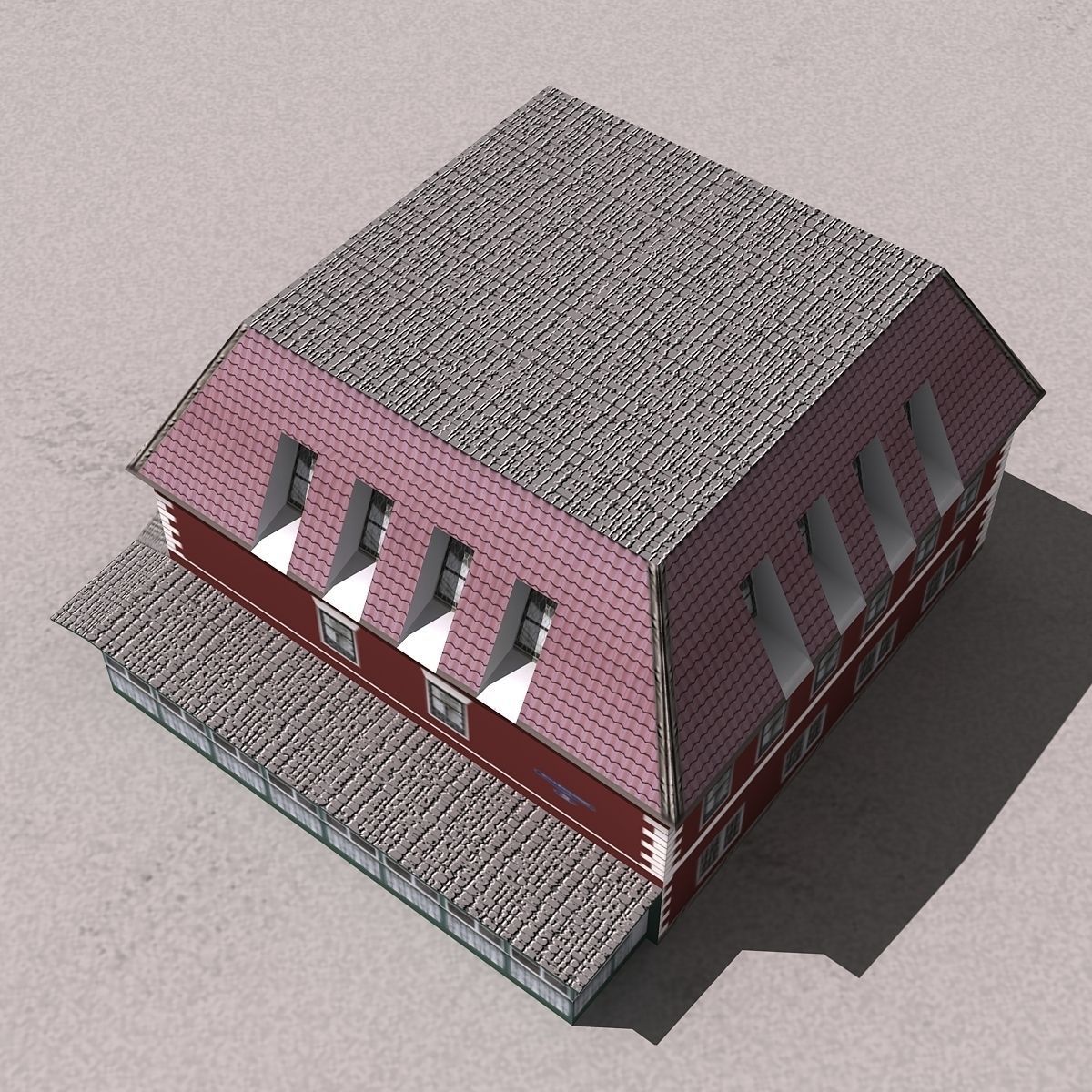 Building Lowpoly house with roof and tiled roof Low-poly 3D model_7