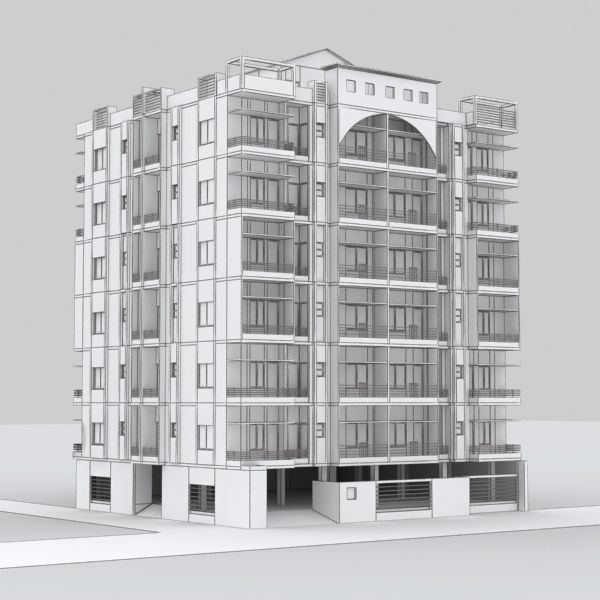 Apartment Building 3D model_11