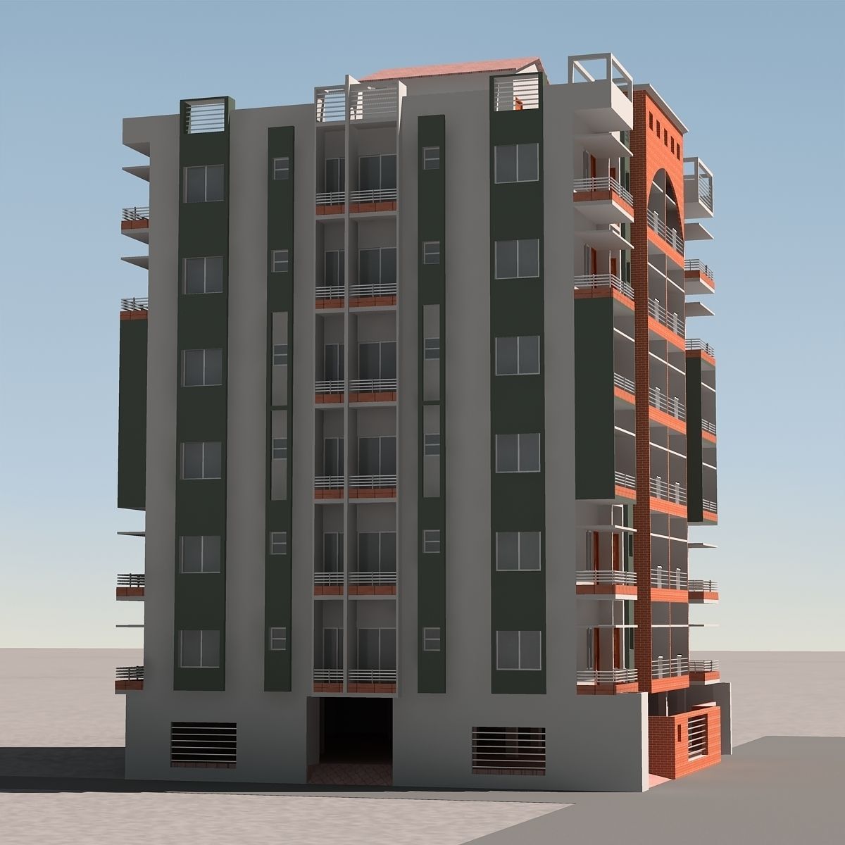 Apartment Building 3D model_7
