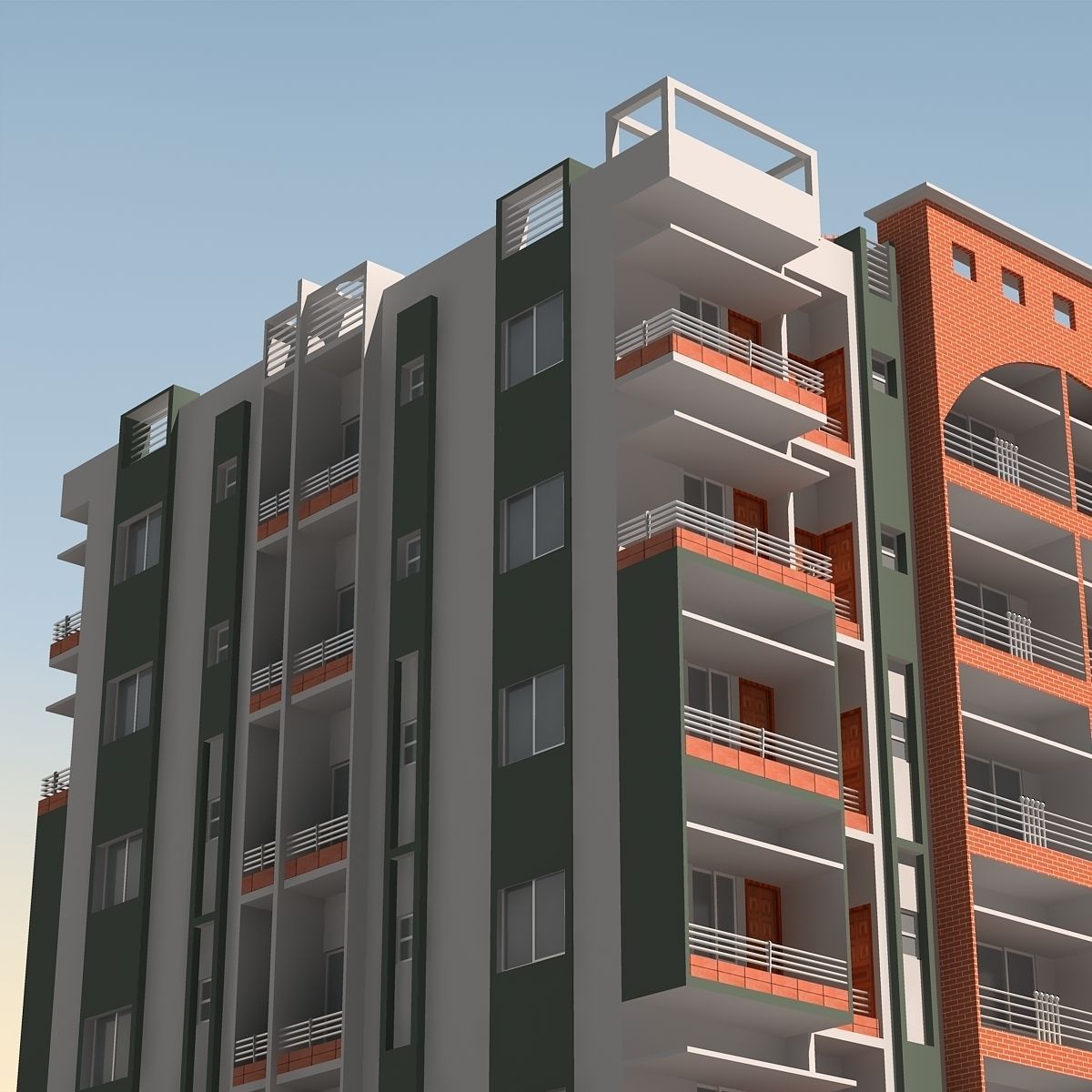 Apartment Building 3D model_6