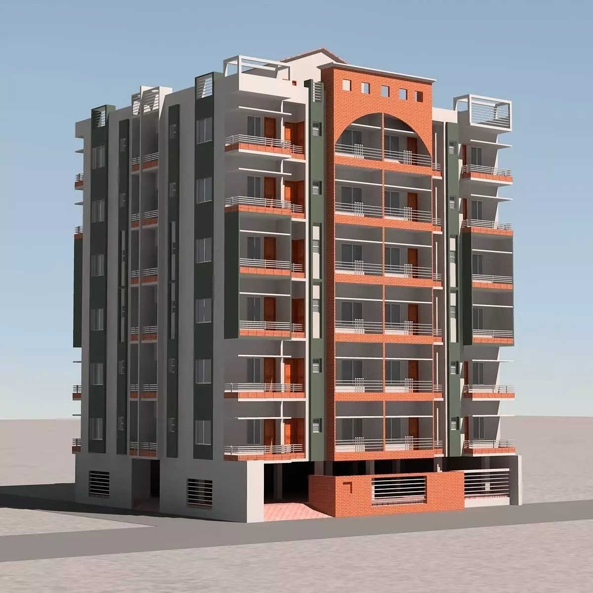 Apartment Building 3D model_0