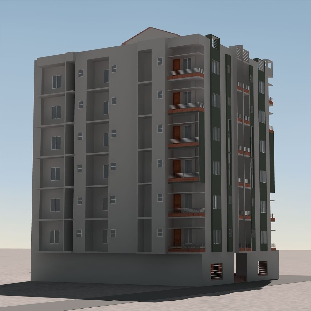 Apartment Building 3D model_8
