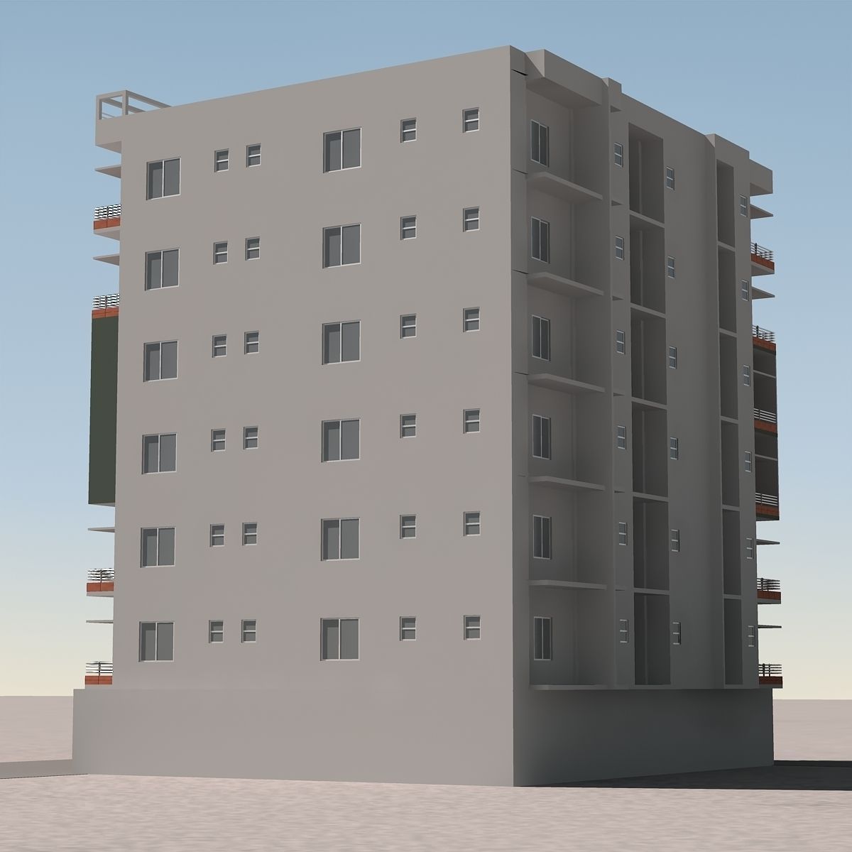 Apartment Building 3D model_9