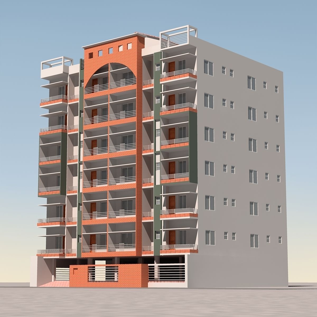 Apartment Building 3D model_1