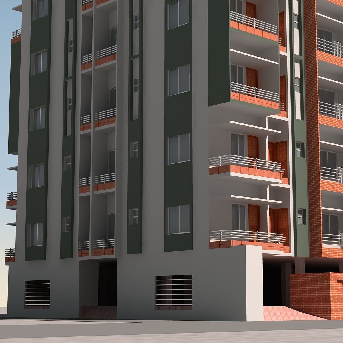 Apartment Building 3D model_2