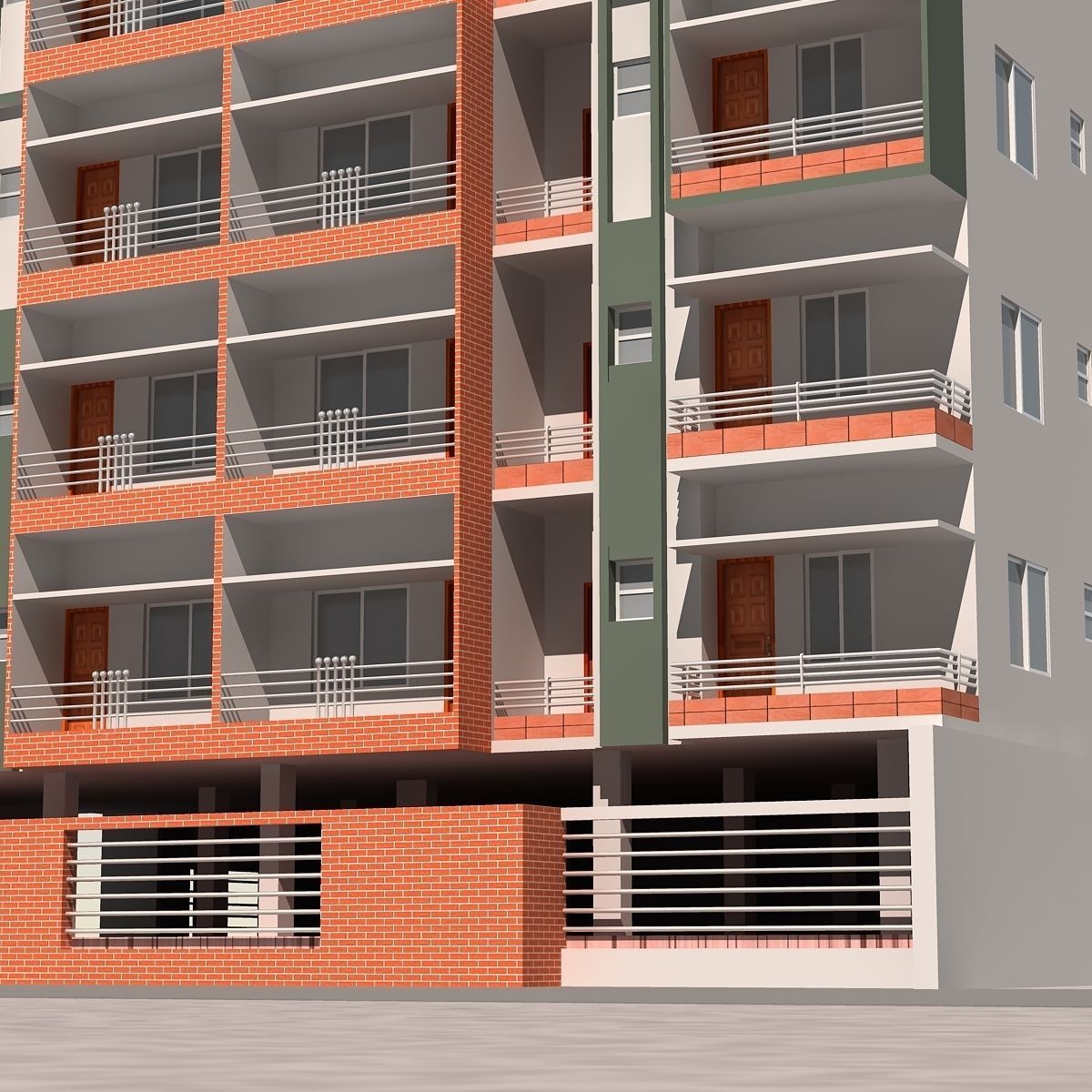Apartment Building 3D model_4