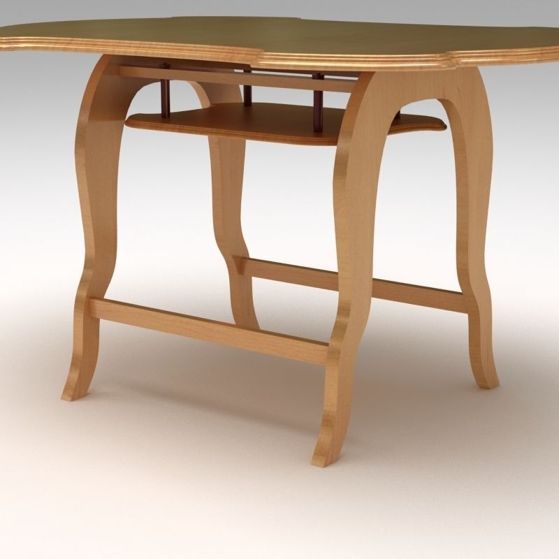 Wooden Table 3D model_2