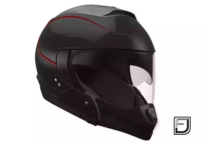 Black Modular Helmet 03 3D model