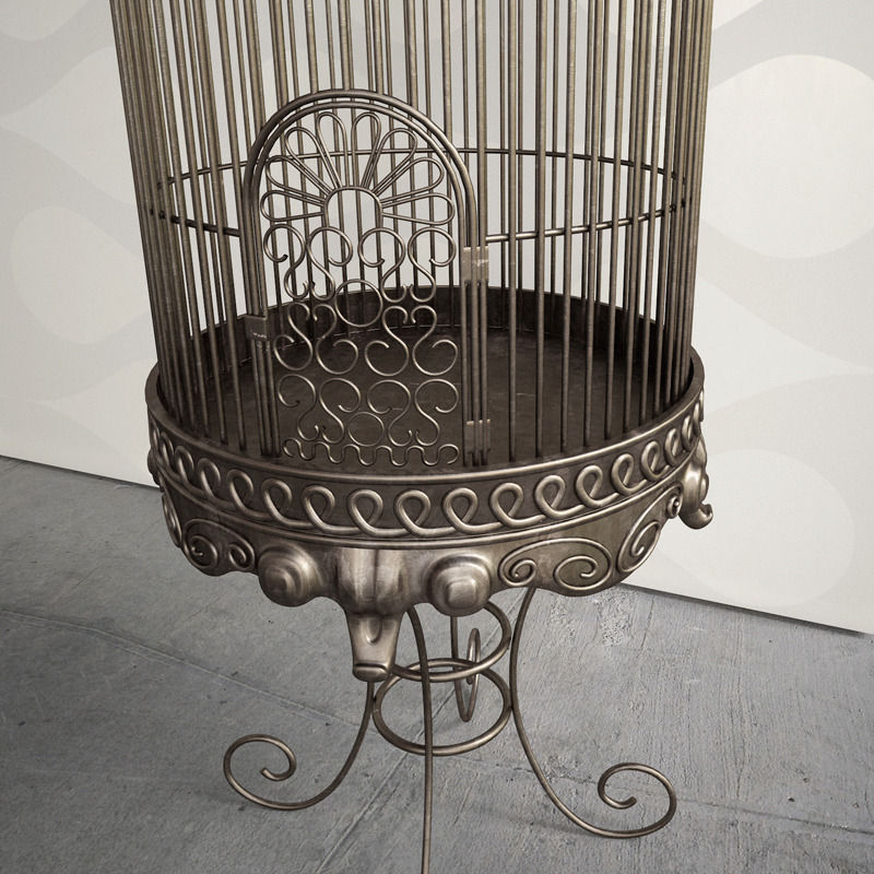 Antique Birdcage 01 3D model_2