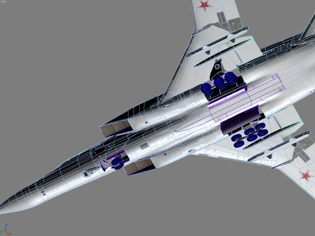 Tupolev Tu-22M3 strategic bomber Low-poly 3D model_9