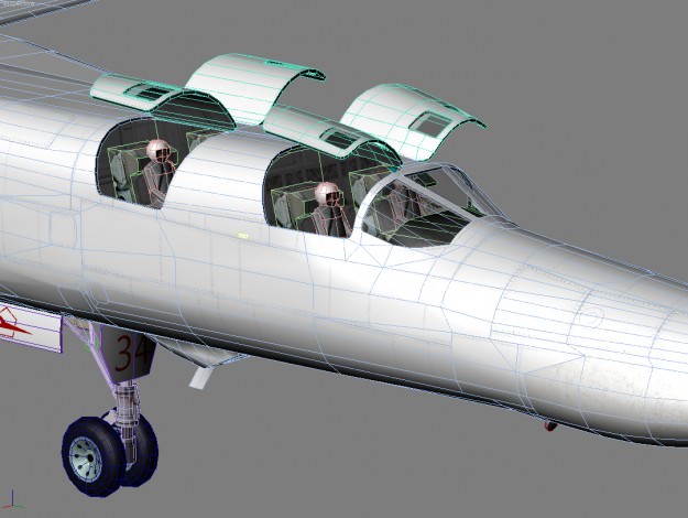 Tupolev Tu-22M3 strategic bomber Low-poly 3D model_7