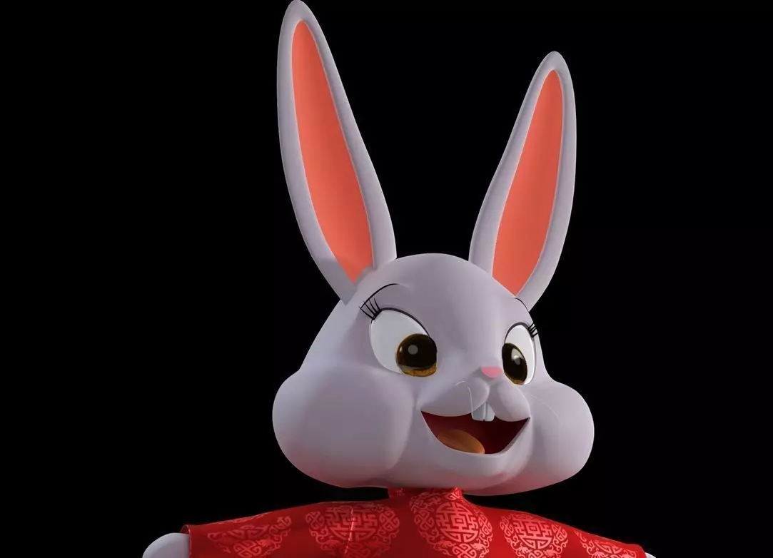 bunny wearing dress 3D model_0