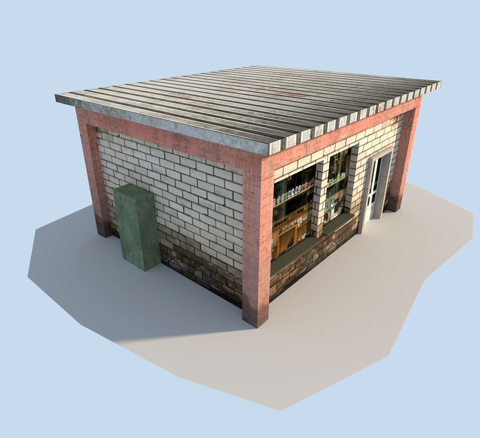 low poly shop Low-poly 3D model_3