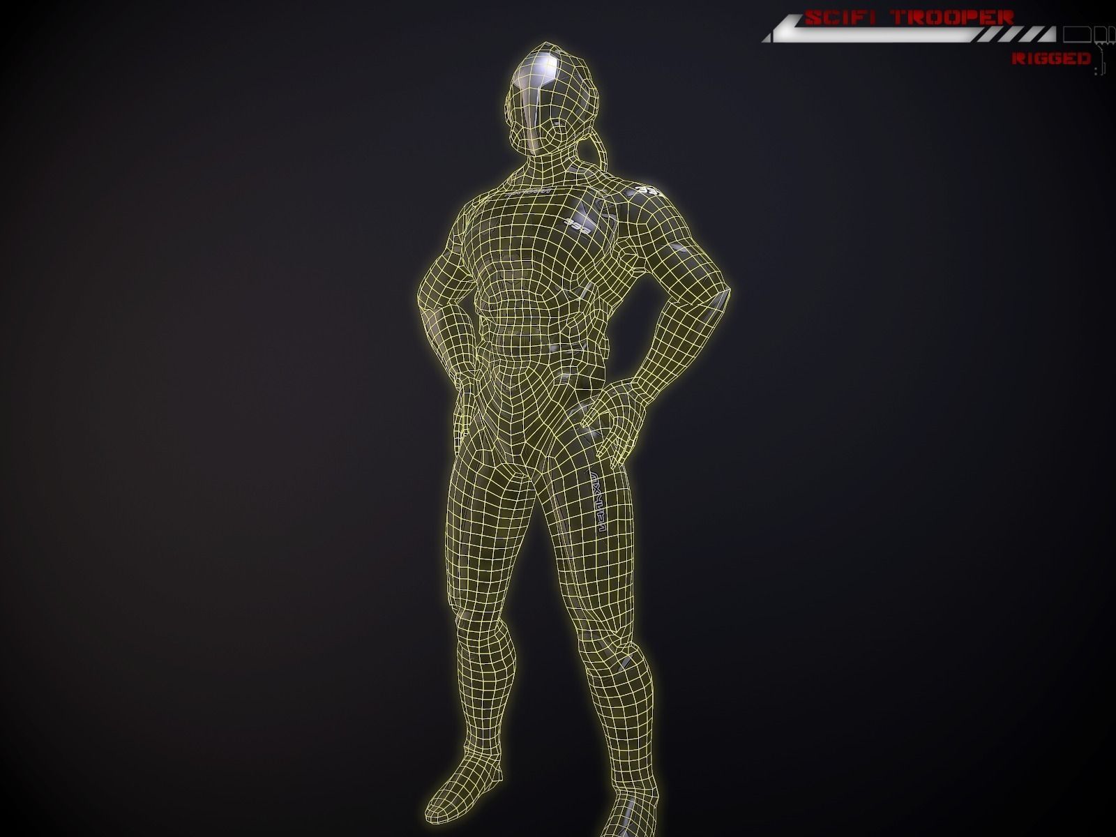 Scifi-Trooper Lowpoly rigged Low-poly 3D model_3