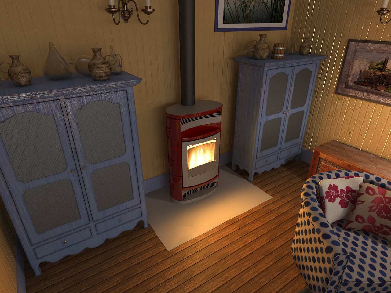 Fisherman house photoreal interior 3D model_2