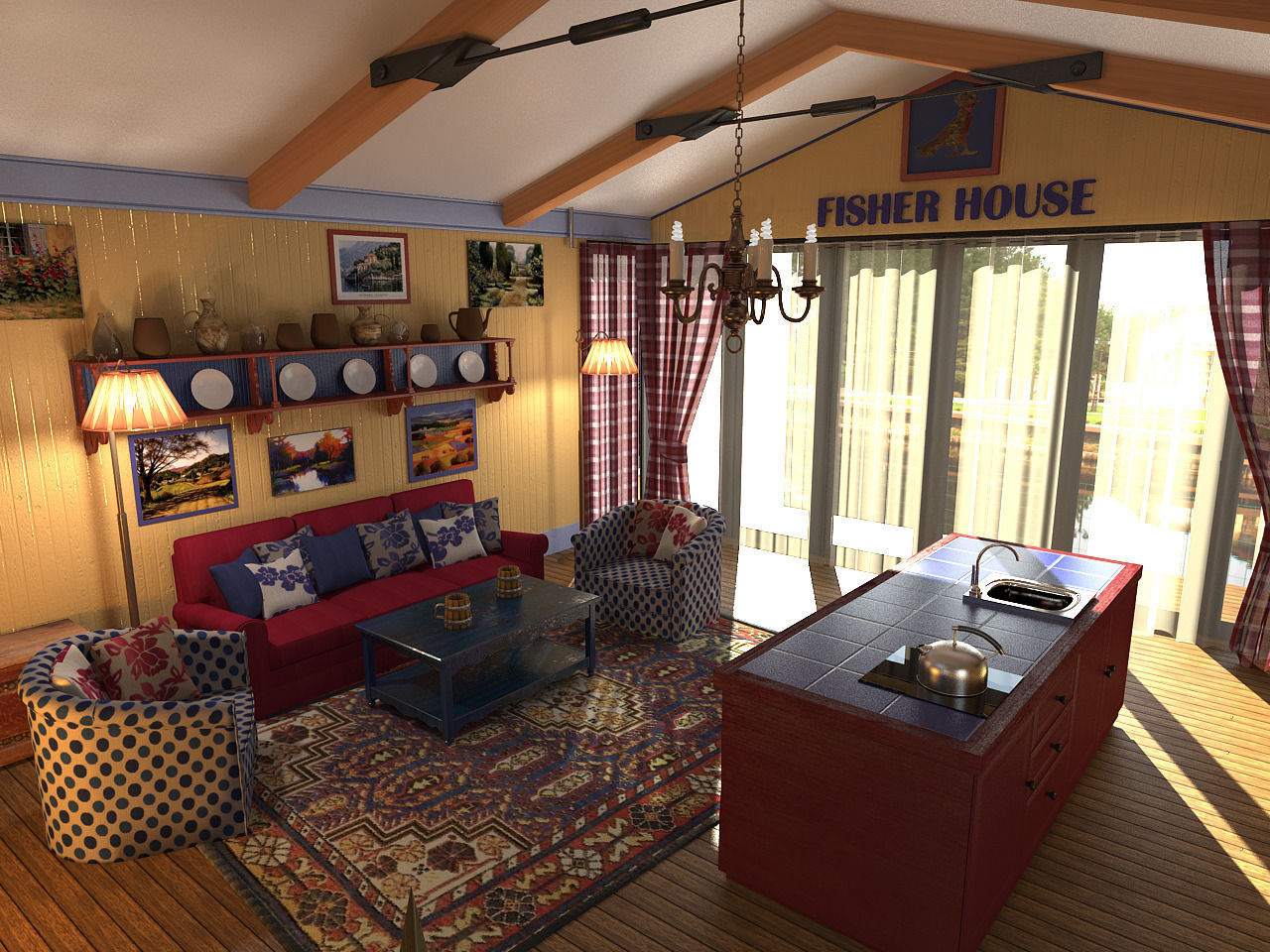 Fisherman house photoreal interior 3D model_1