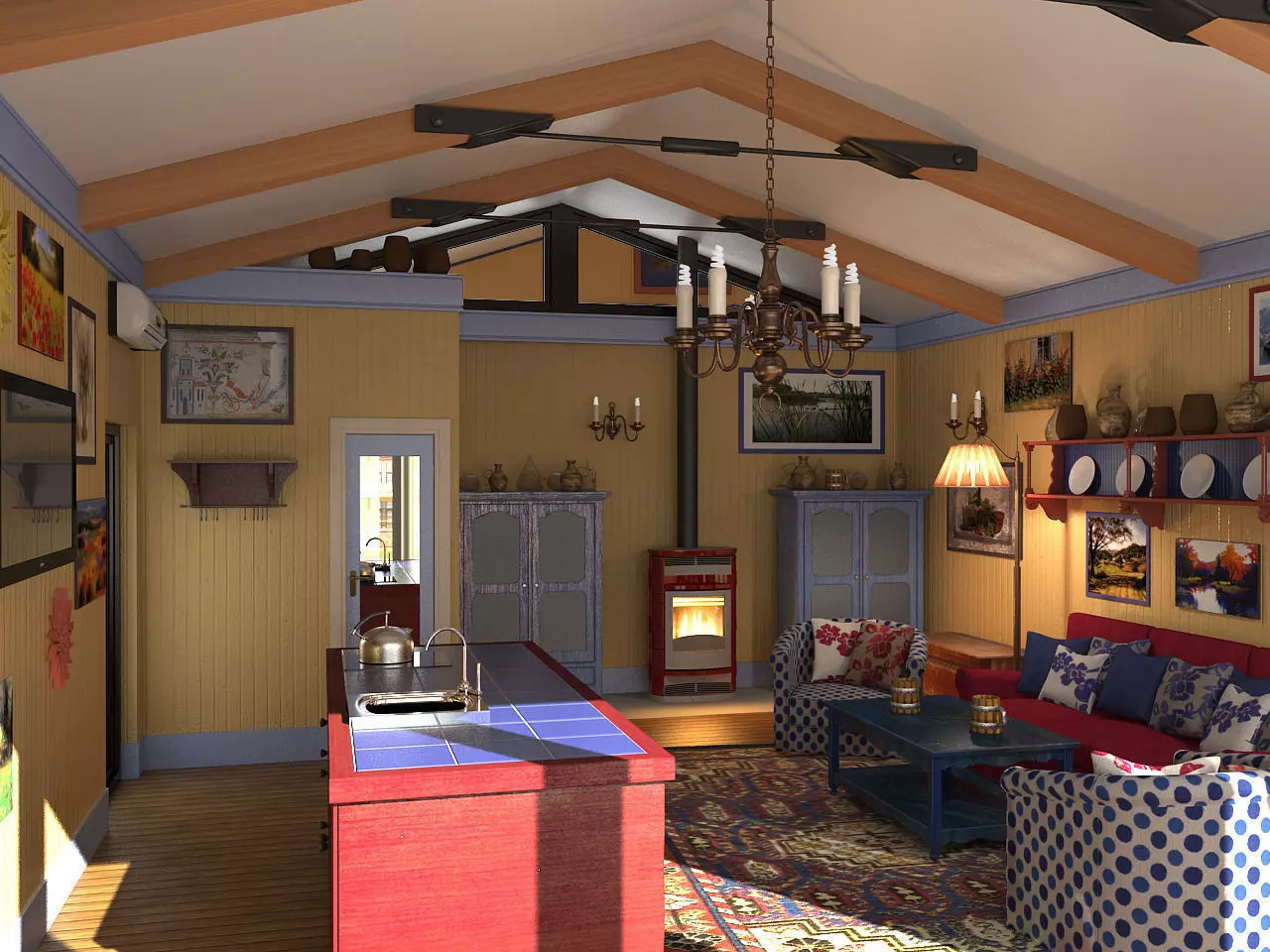 Fisherman house photoreal interior 3D model_0